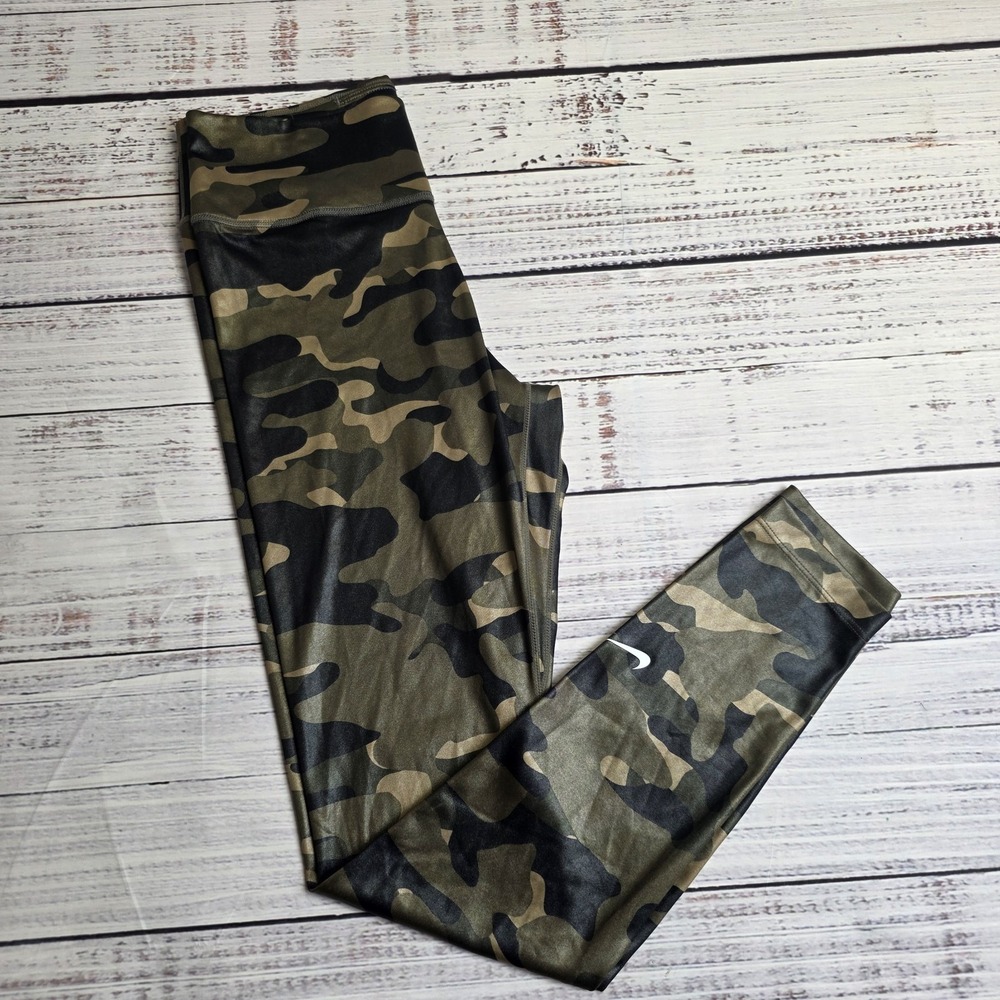 Nike One Dri-Fit Mid Rise Camo Leggings Training Pants Womens Medium Shimmer